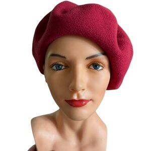 Kangol Modelaine She Wore A Raspberry Beret  100% Virgin Wool Dk Pink OS UK